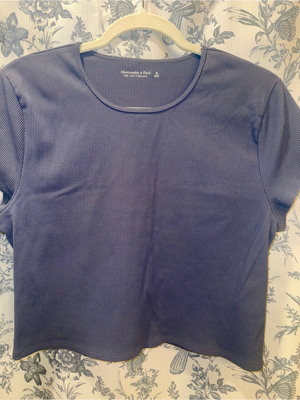 Abercrombie & Fitch Navy Ribbed Short Sleeve Tee